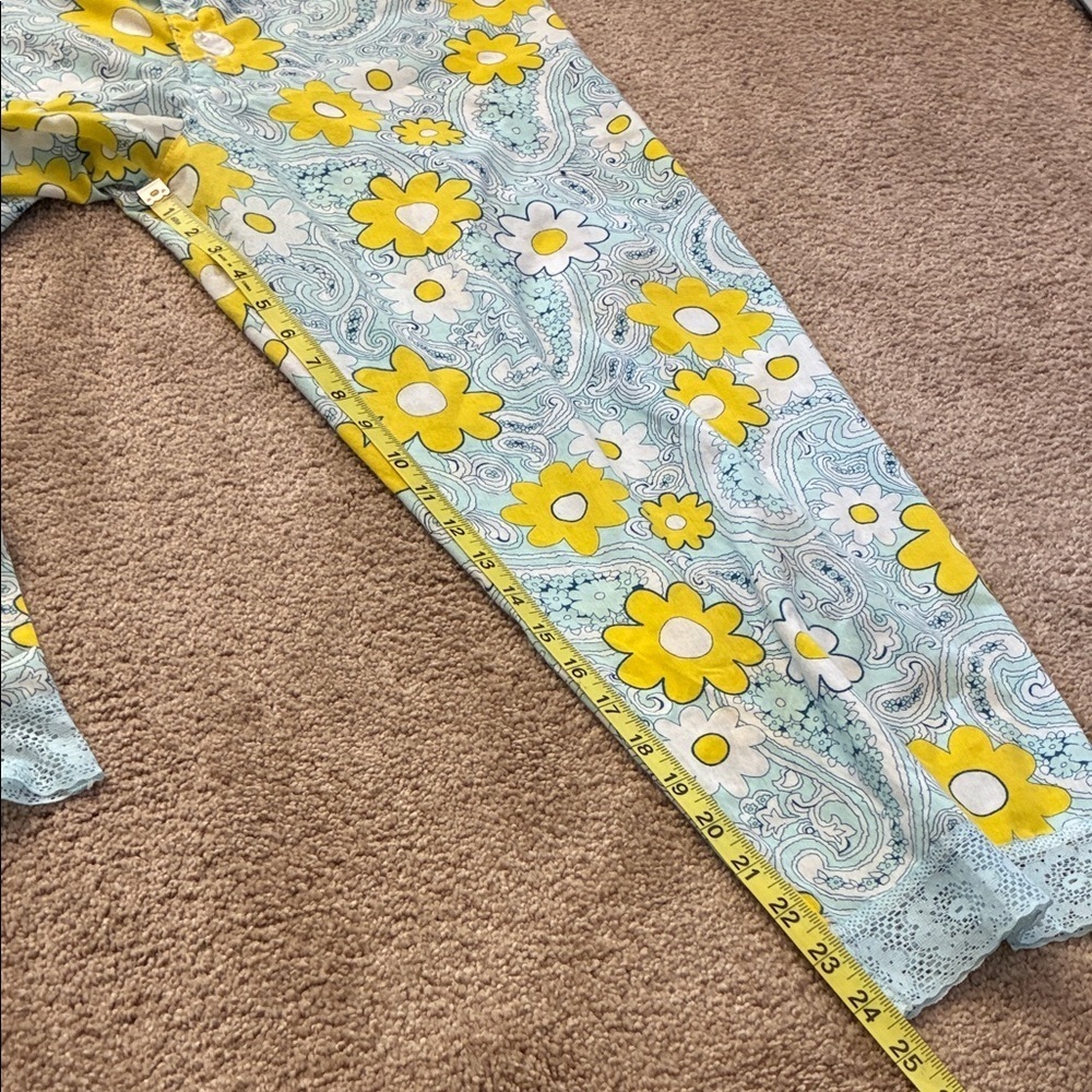 Vintage Roxy Floral Paisley Pajama Bottoms - Yellow and Blue - Picture 5 of 6